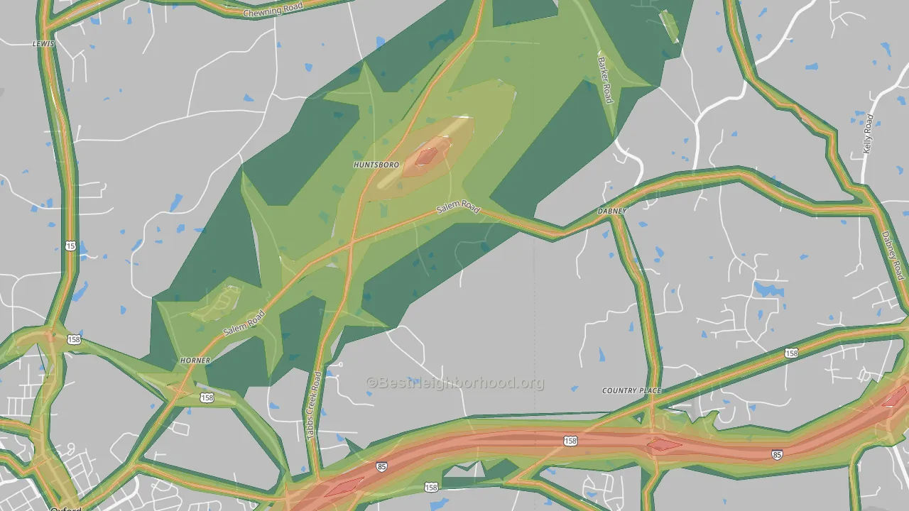 Huntsboro, NC Map of Noise Levels in Huntsboro