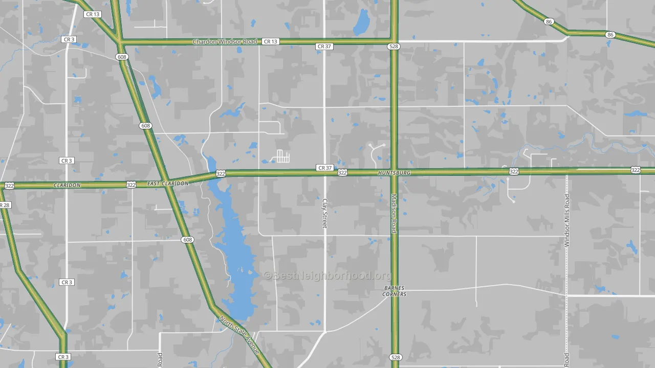 Huntsburg, OH Map of Noise Levels in Huntsburg
