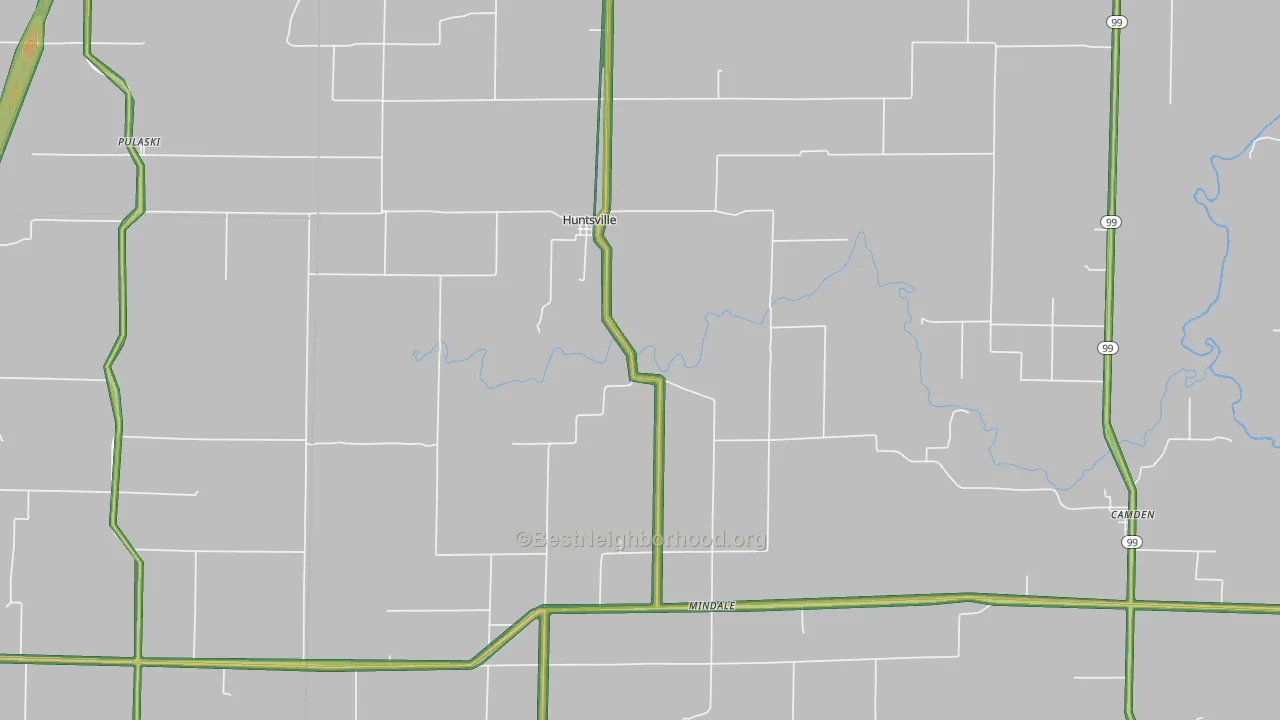 Huntsville, IL Map of Noise Levels in Huntsville