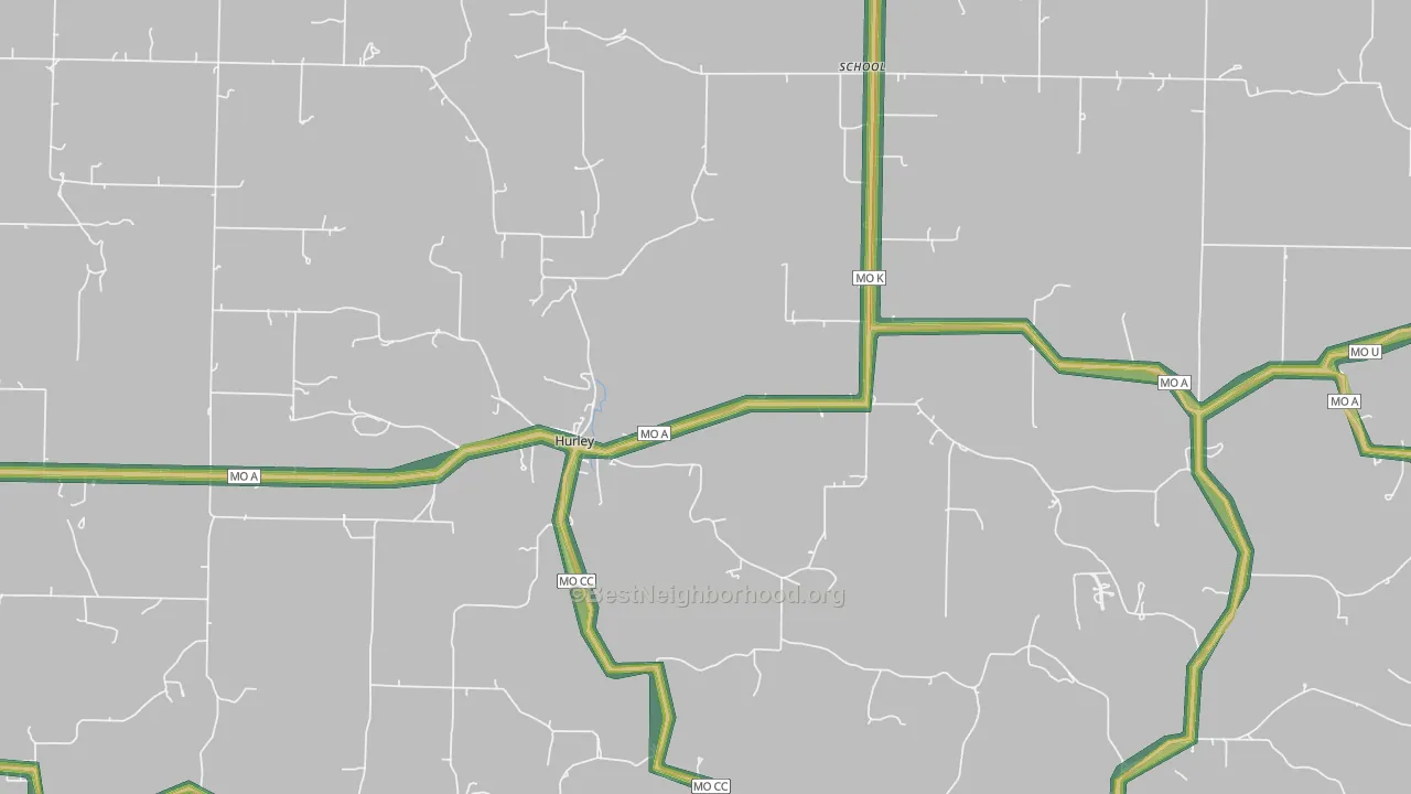Hurley, MO Map of Noise Levels in Hurley