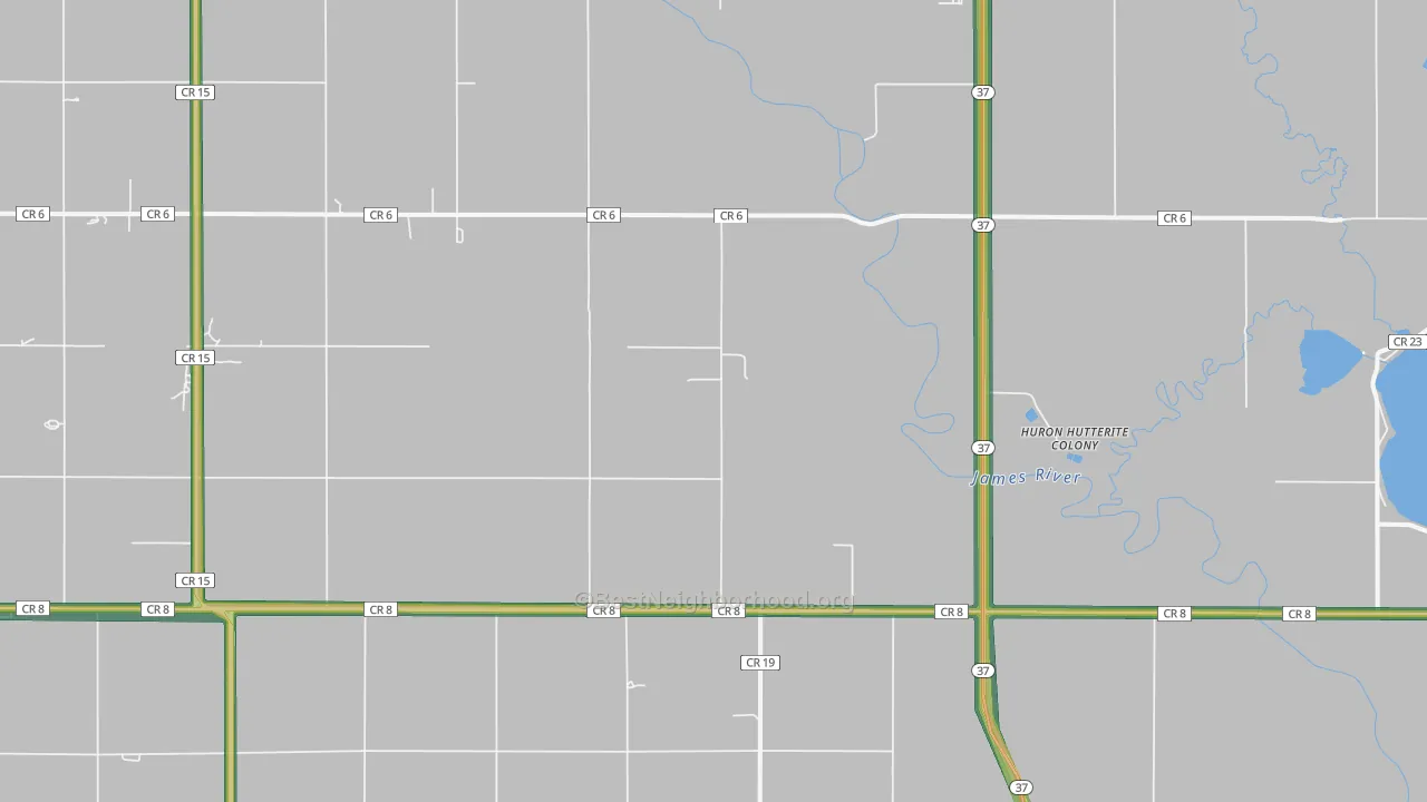 Huron Colony, SD Map of Noise Levels in Huron Colony