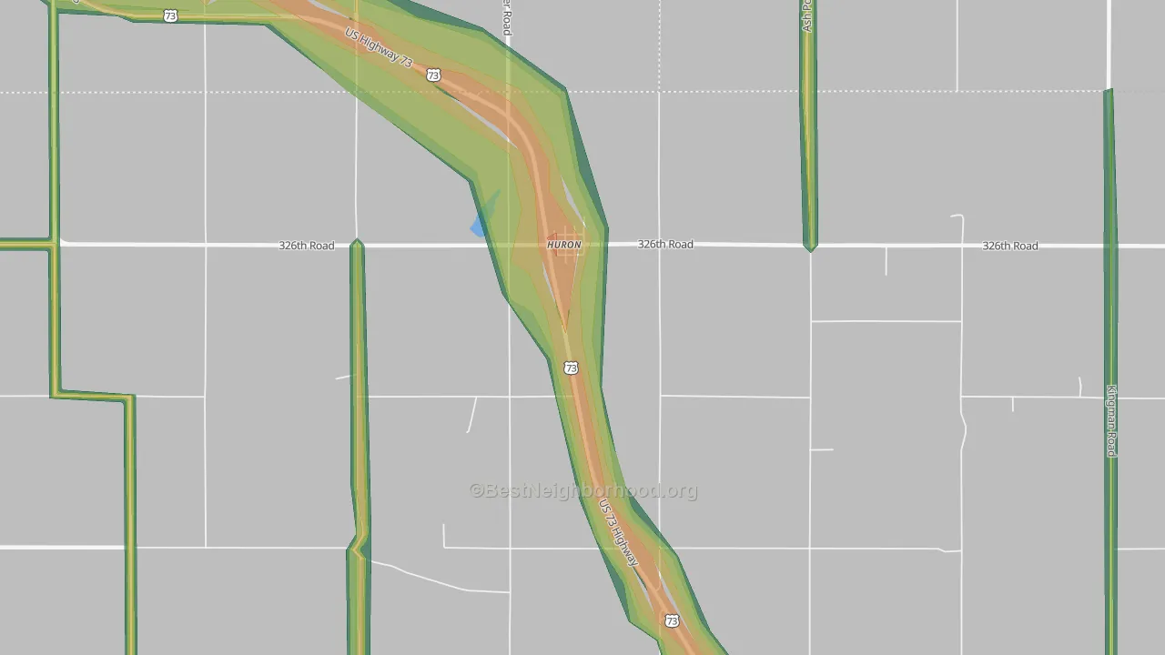 Huron, KS Map of Noise Levels in Huron
