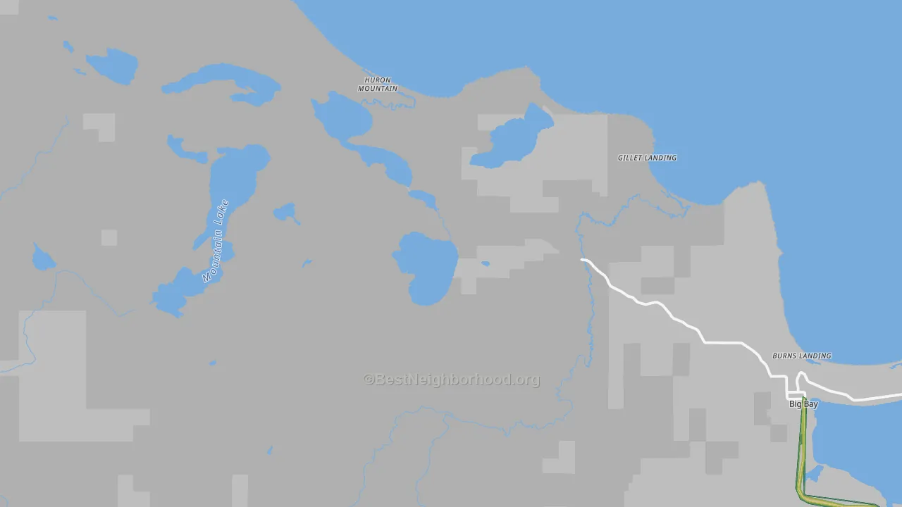 Huron Mountain, MI Map of Noise Levels in Huron Mountain