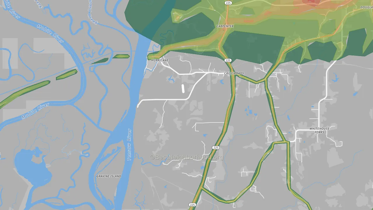 Hurricane, AL Map of Noise Levels in Hurricane