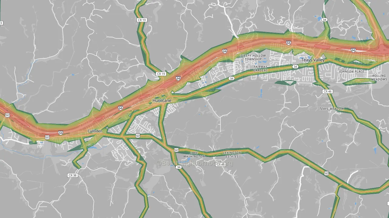 Hurricane, WV Map of Noise Levels in Hurricane