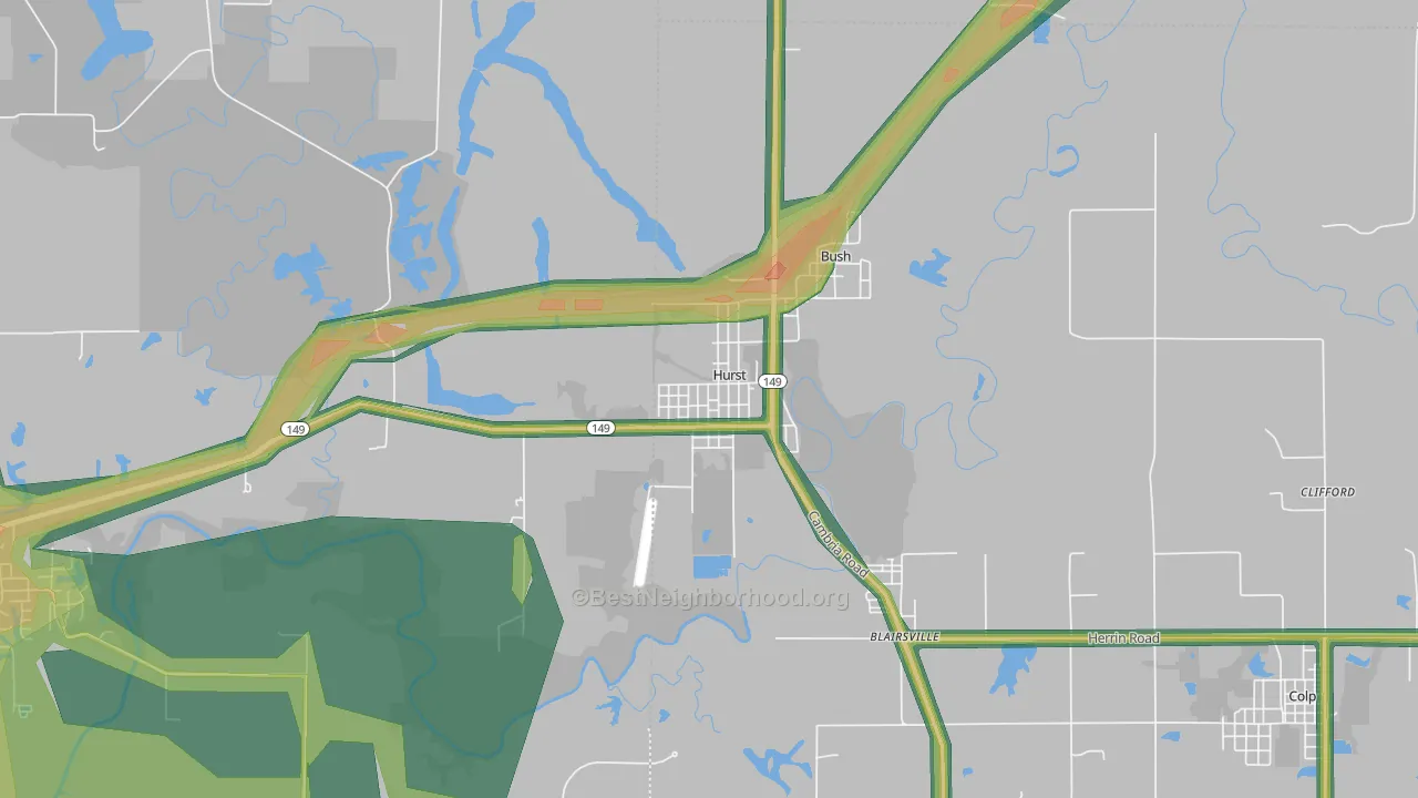 Hurst, IL Map of Noise Levels in Hurst