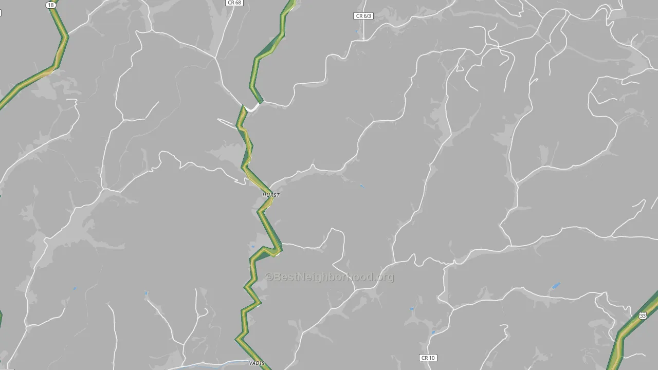 Hurst, WV Map of Noise Levels in Hurst