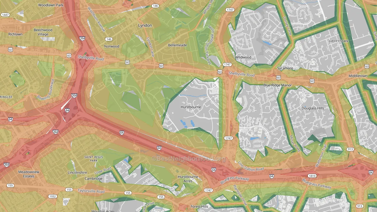 Hurstbourne, KY Map of Noise Levels in Hurstbourne