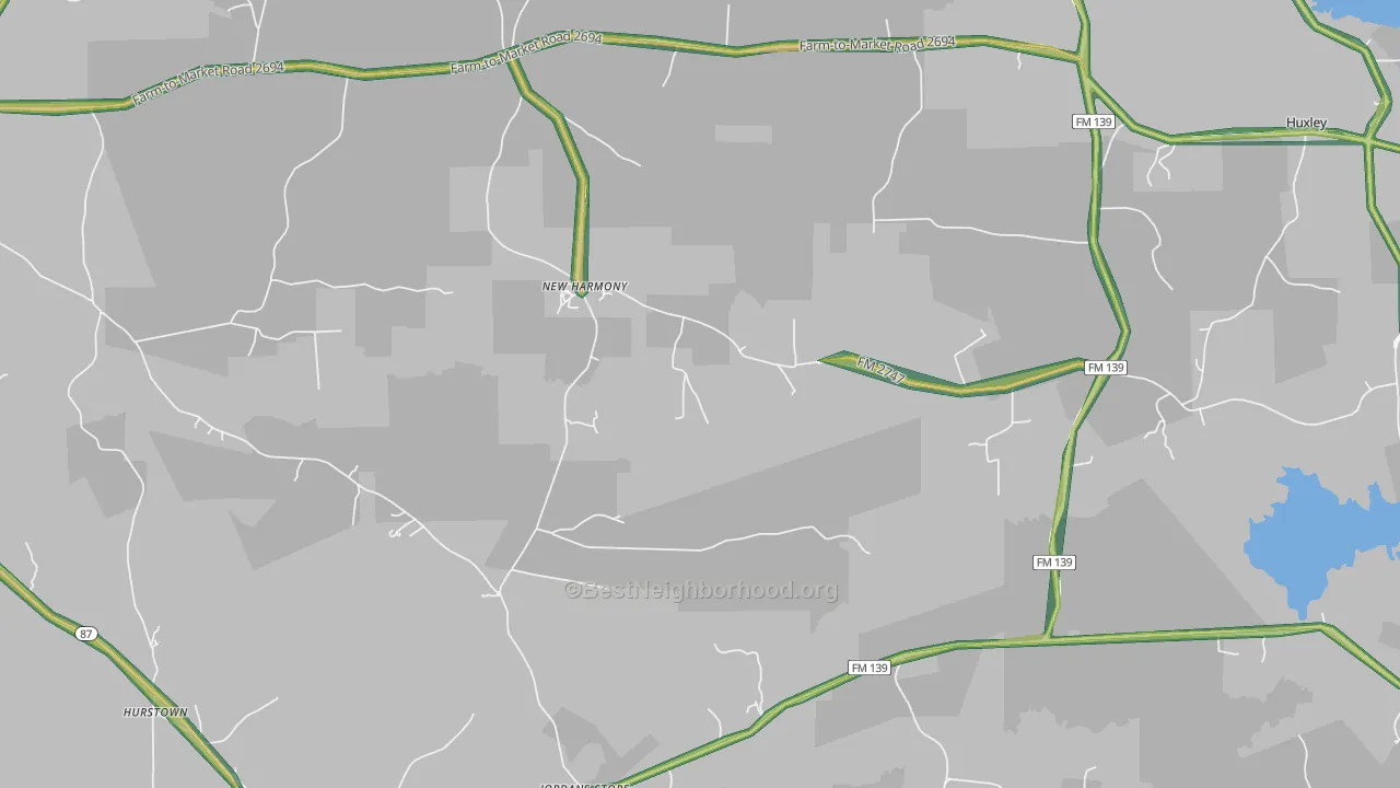 Hurstown, TX Map of Noise Levels in Hurstown