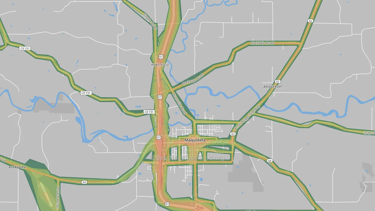 Hurstville, IA Map of Noise Levels in Hurstville