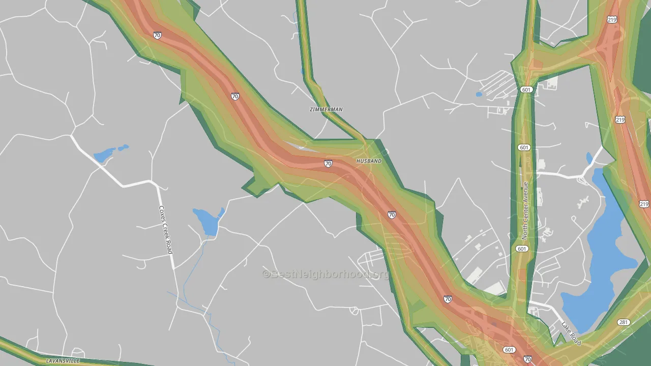 Husband, PA Map of Noise Levels in Husband