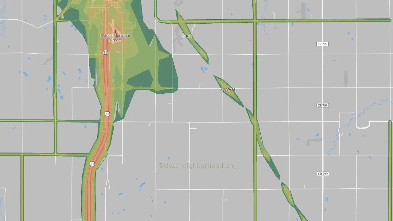 Huscher, KS Map of Noise Levels in Huscher