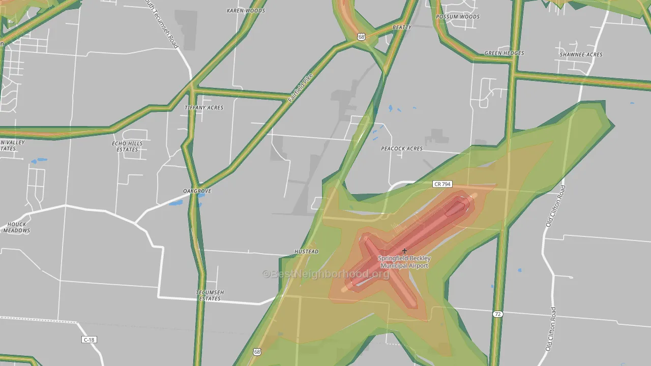 Hustead, OH Map of Noise Levels in Hustead
