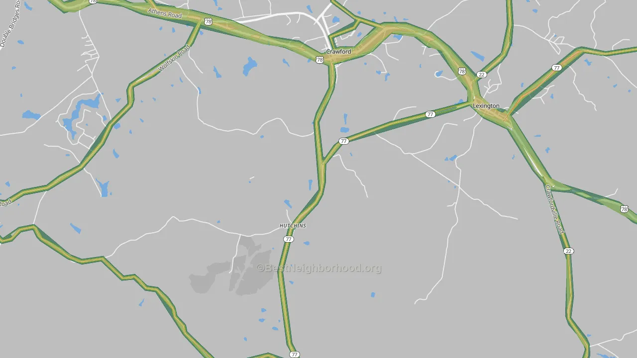 Hutchins, GA Map of Noise Levels in Hutchins