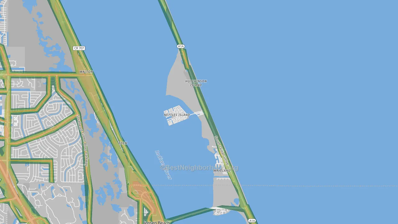 Hutchinson Island South, FL Map of Noise Levels in Hutchinson Island South