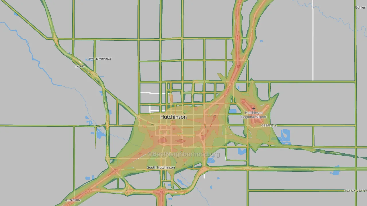 Hutchinson, KS Map of Noise Levels in Hutchinson