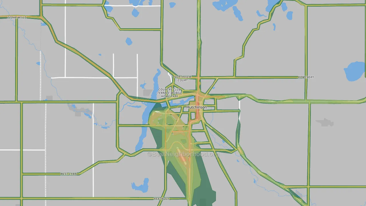 Hutchinson, MN Map of Noise Levels in Hutchinson