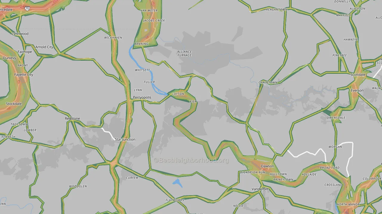 Hutchinson, PA Map of Noise Levels in Hutchinson