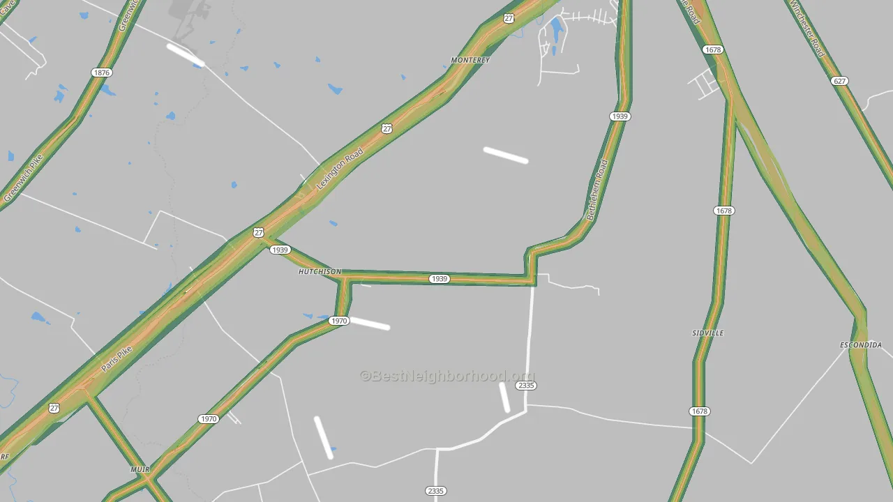 Hutchison, KY Map of Noise Levels in Hutchison