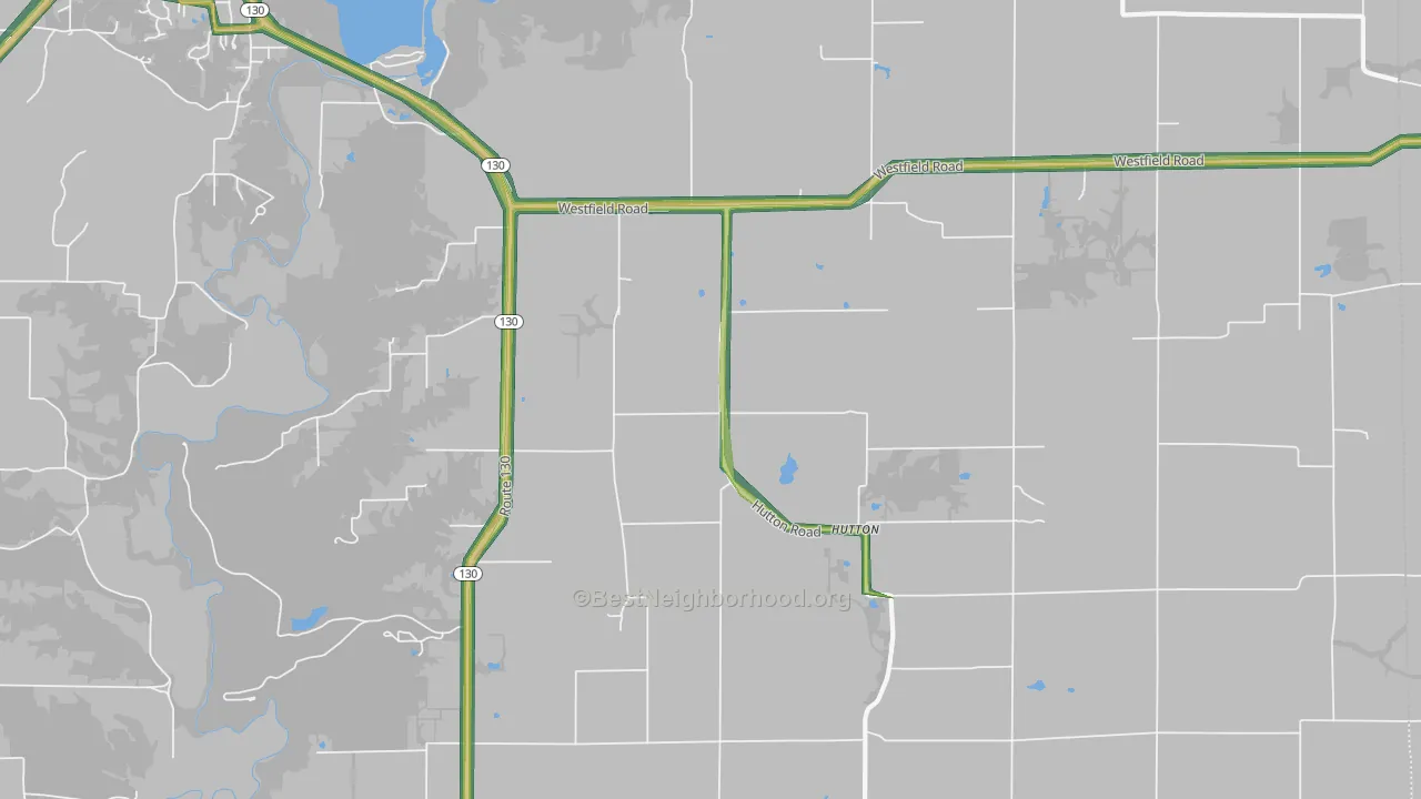 Hutton, IL Map of Noise Levels in Hutton