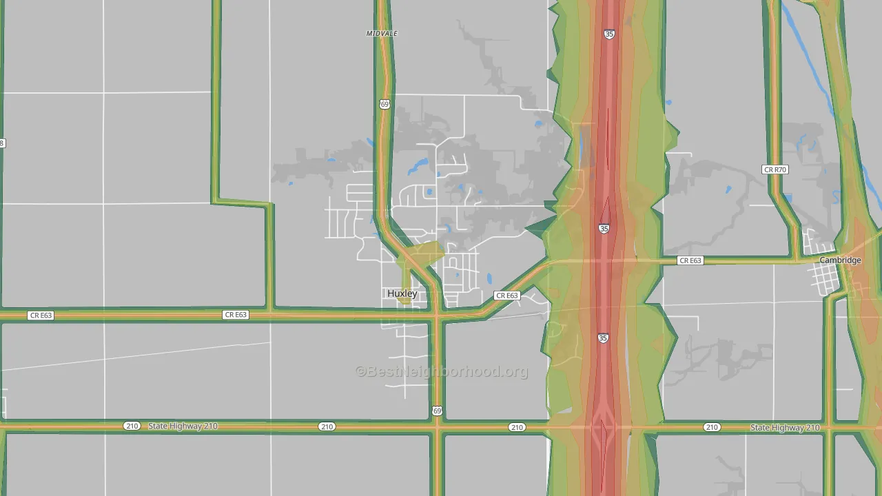 Huxley, IA Map of Noise Levels in Huxley