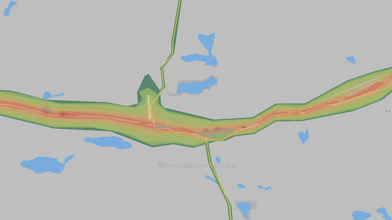 Hyannis, NE Map of Noise Levels in Hyannis