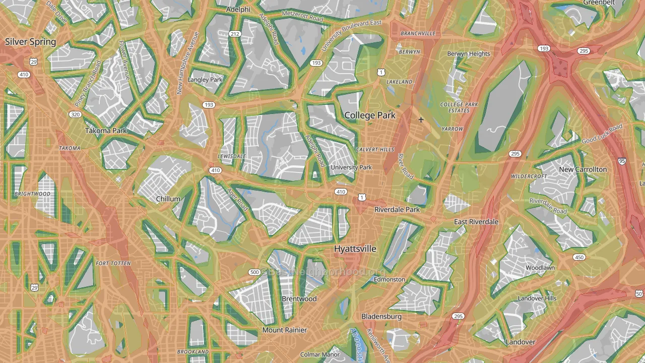 Hyattsville, MD Map of Noise Levels in Hyattsville