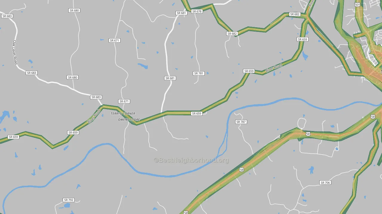 Hyco, VA Map of Noise Levels in Hyco