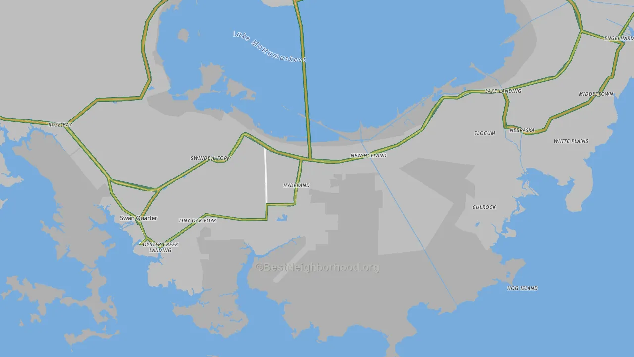 Hyde County, NC Map of Noise Levels in Hyde County