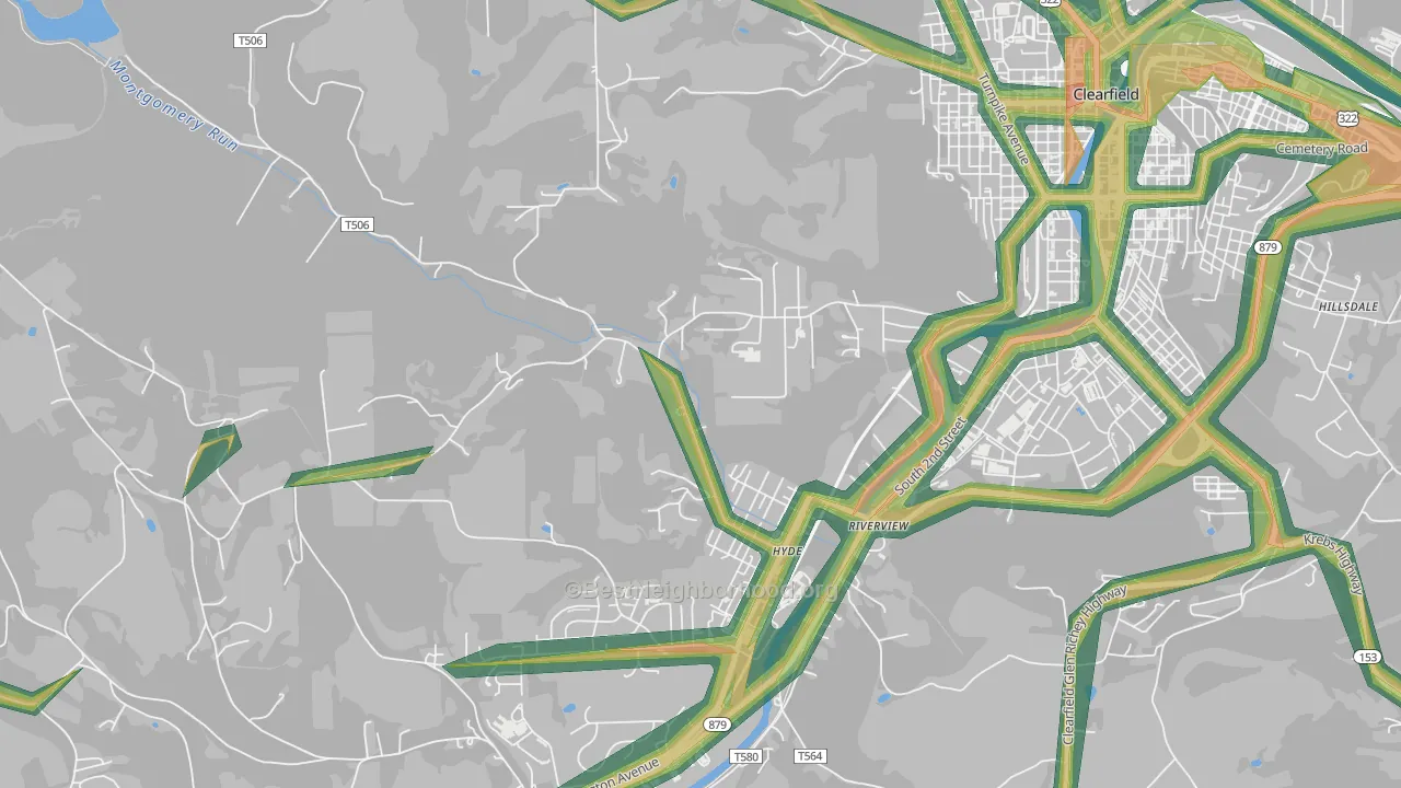 Hyde, PA Map of Noise Levels in Hyde