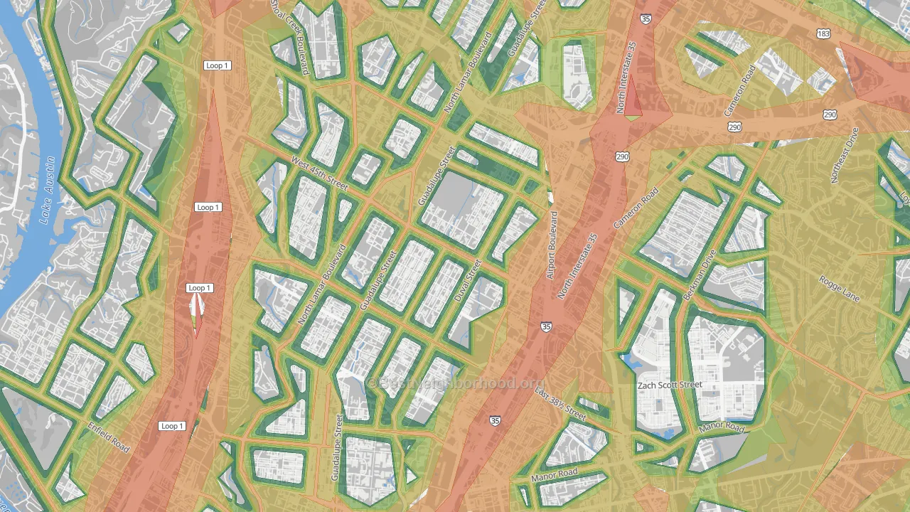 Hyde Park, Austin, TX Map of Noise Levels in Hyde Park
