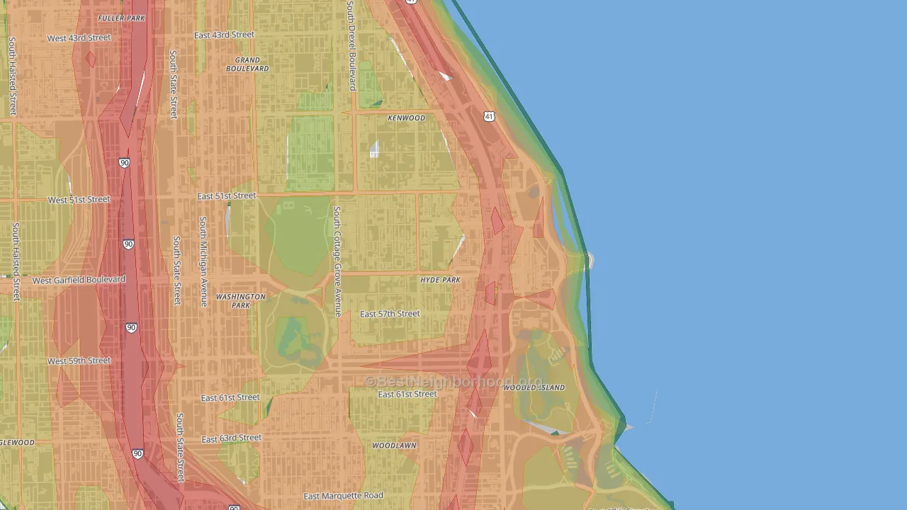 Hyde Park, Chicago, IL Map of Noise Levels in Hyde Park