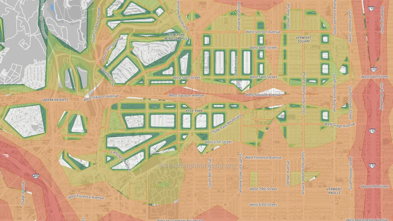 Hyde Park, Los Angeles, CA Map of Noise Levels in Hyde Park