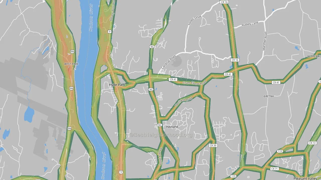 Hyde Park, NY Map of Noise Levels in Hyde Park