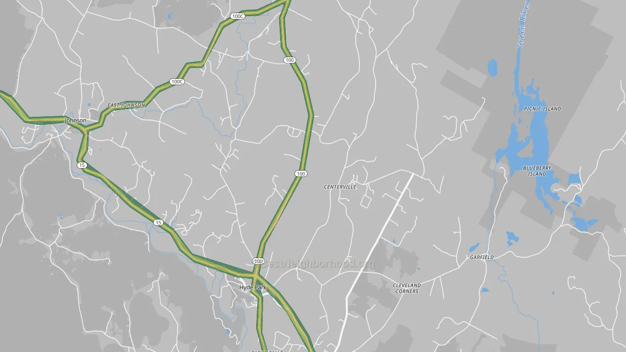 Hyde Park, VT Map of Noise Levels in Hyde Park