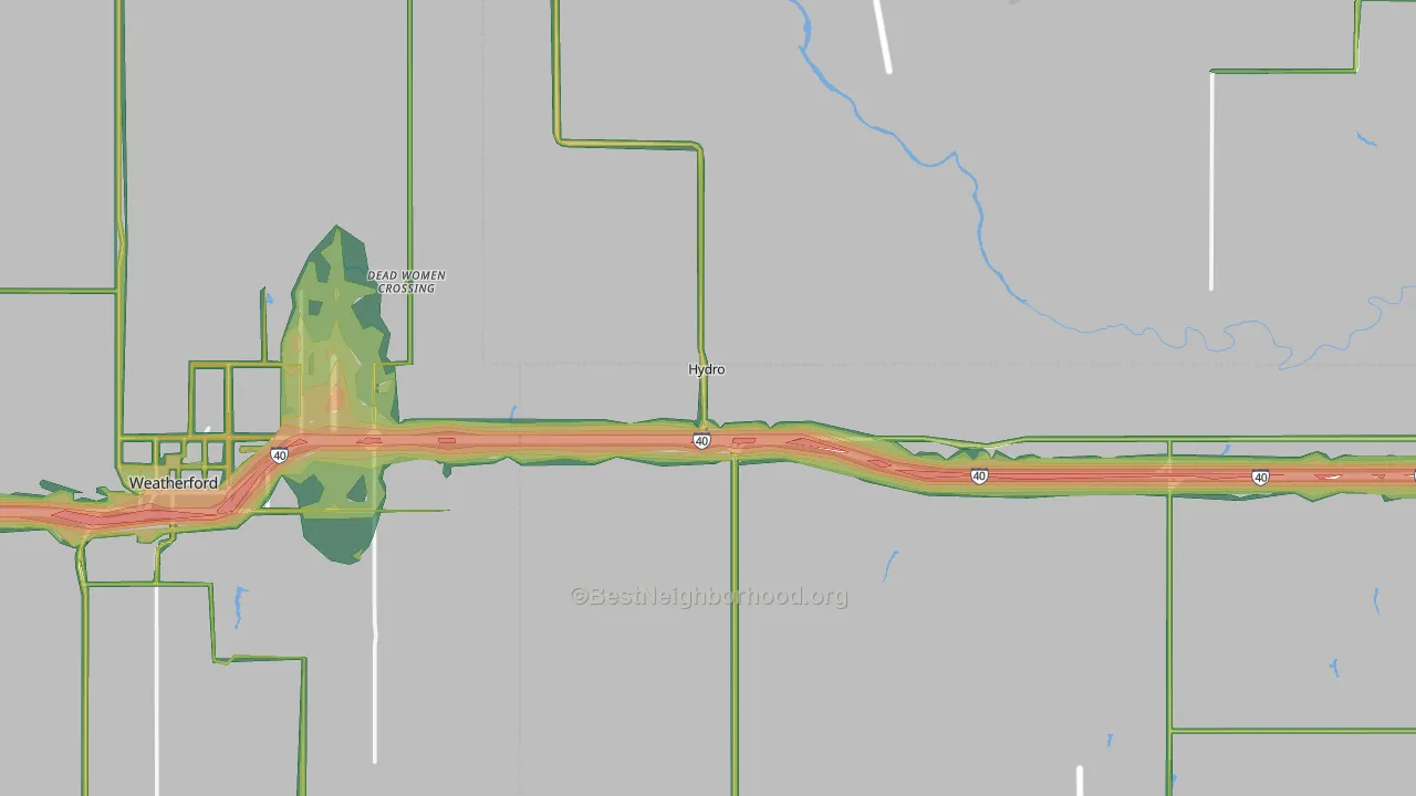 Hydro, OK Map of Noise Levels in Hydro