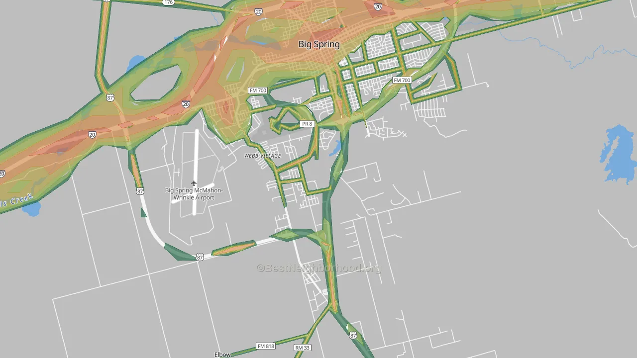 Hyman, TX Map of Noise Levels in Hyman