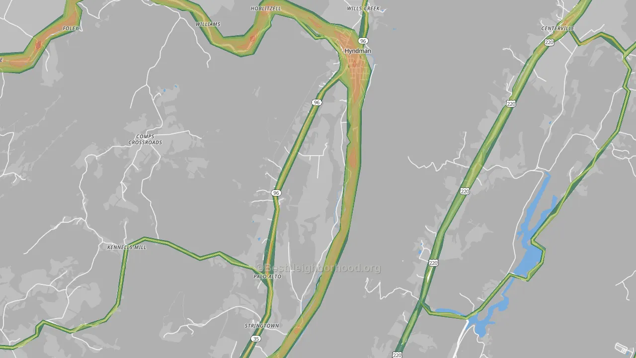 Hyndman, PA Map of Noise Levels in Hyndman