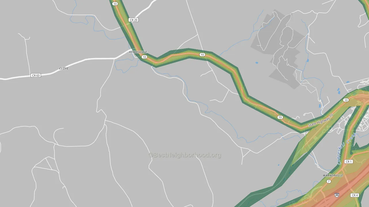 Hyndsville, NY Map of Noise Levels in Hyndsville