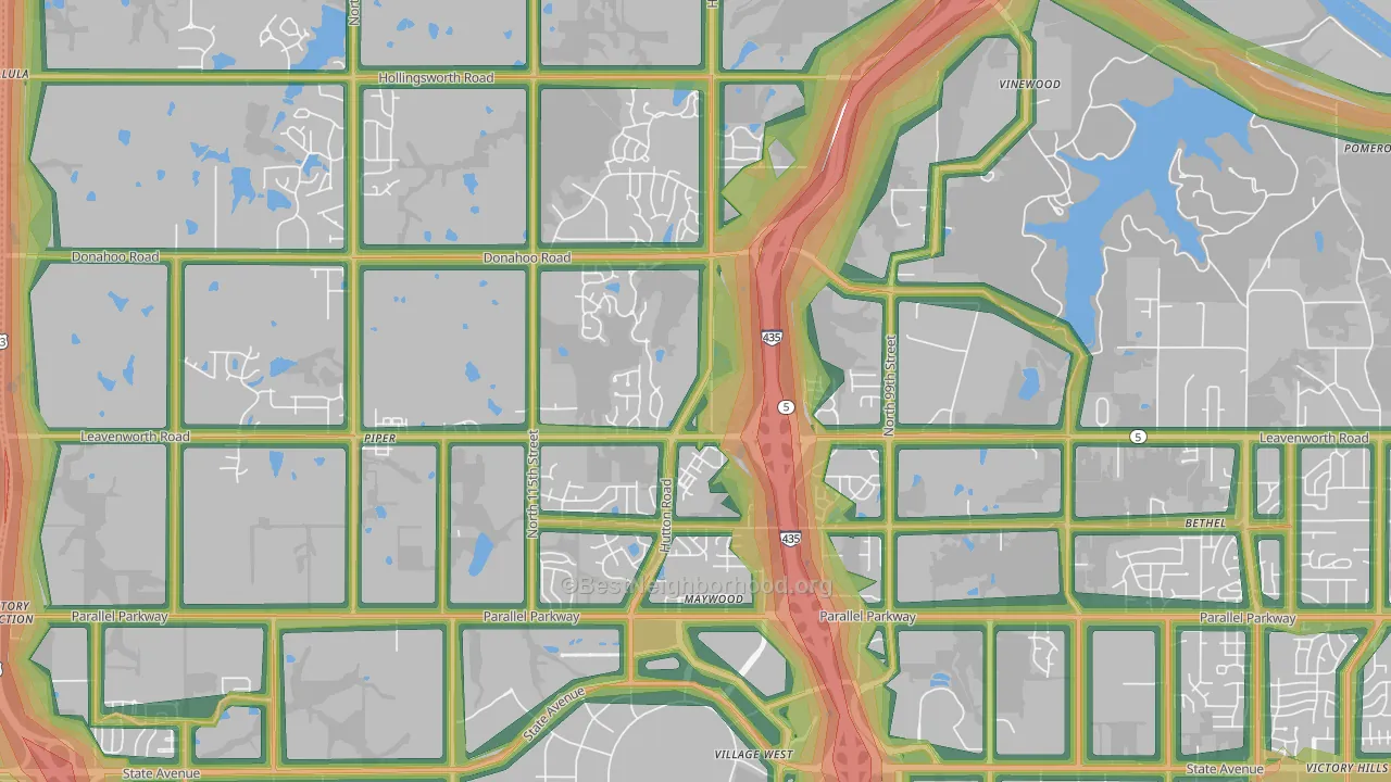 I-435 West KC-KS, Kansas City, KS Map of Noise Levels in I-435 West KC-KS