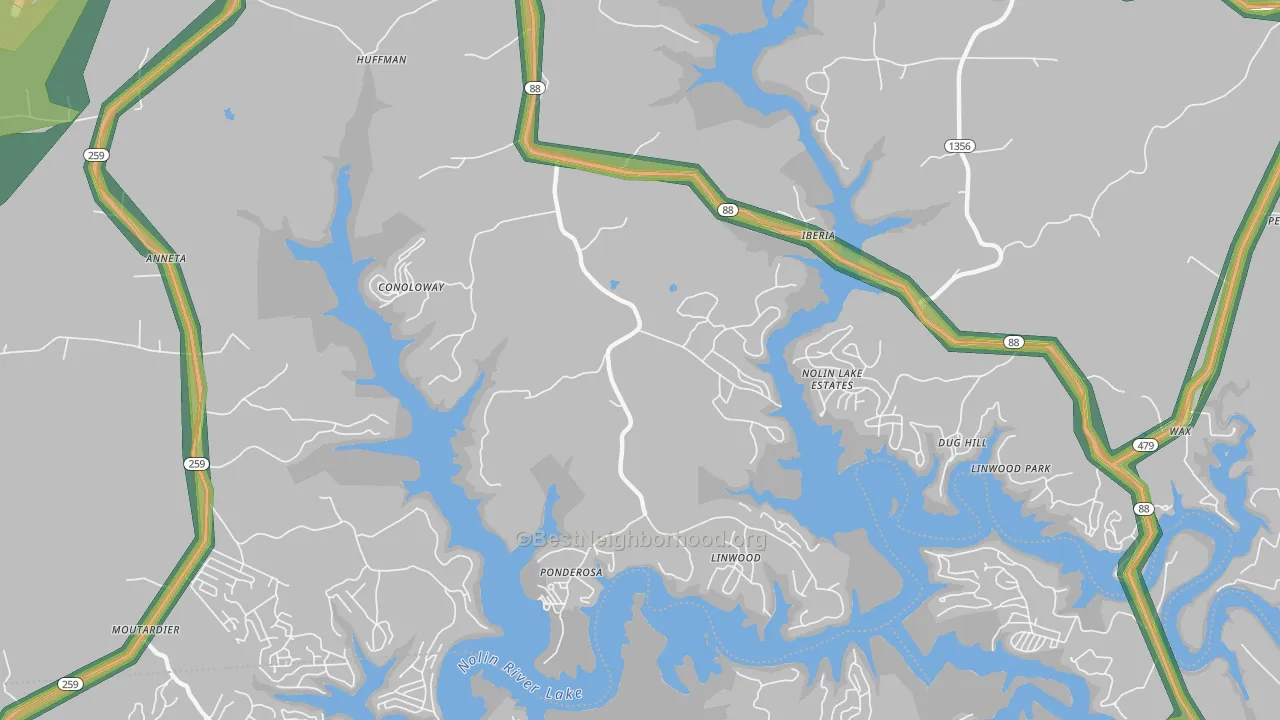 Iberia, KY Map of Noise Levels in Iberia