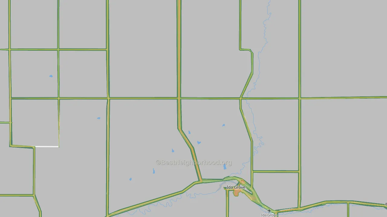 Ida County, IA Map of Noise Levels in Ida County
