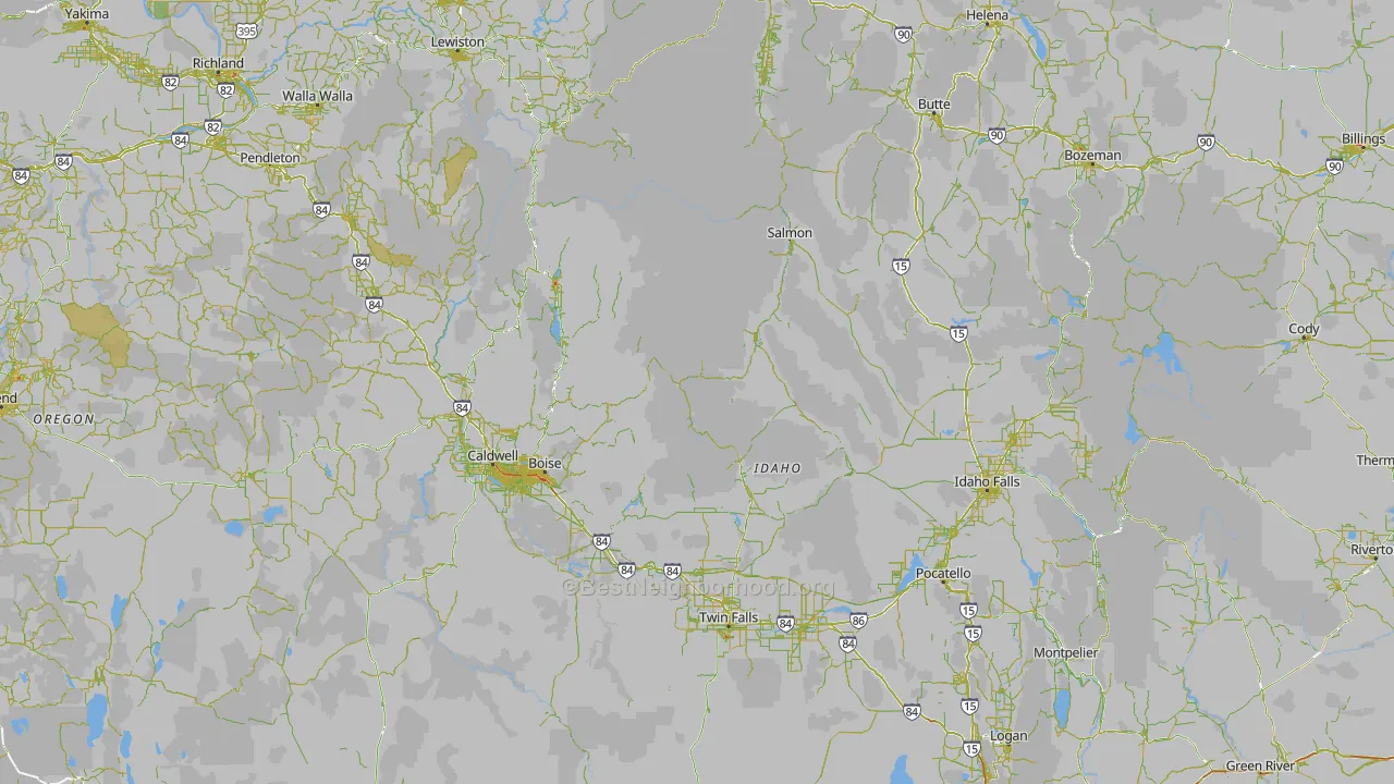 Idaho Map of Noise Levels in Idaho