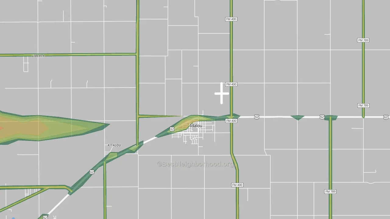 Idalou, TX Map of Noise Levels in Idalou