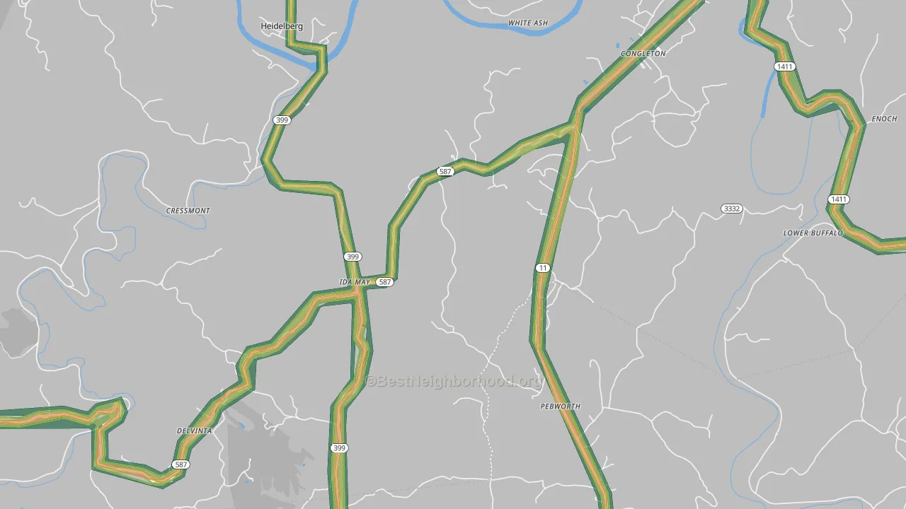 Idamay, KY Map of Noise Levels in Idamay