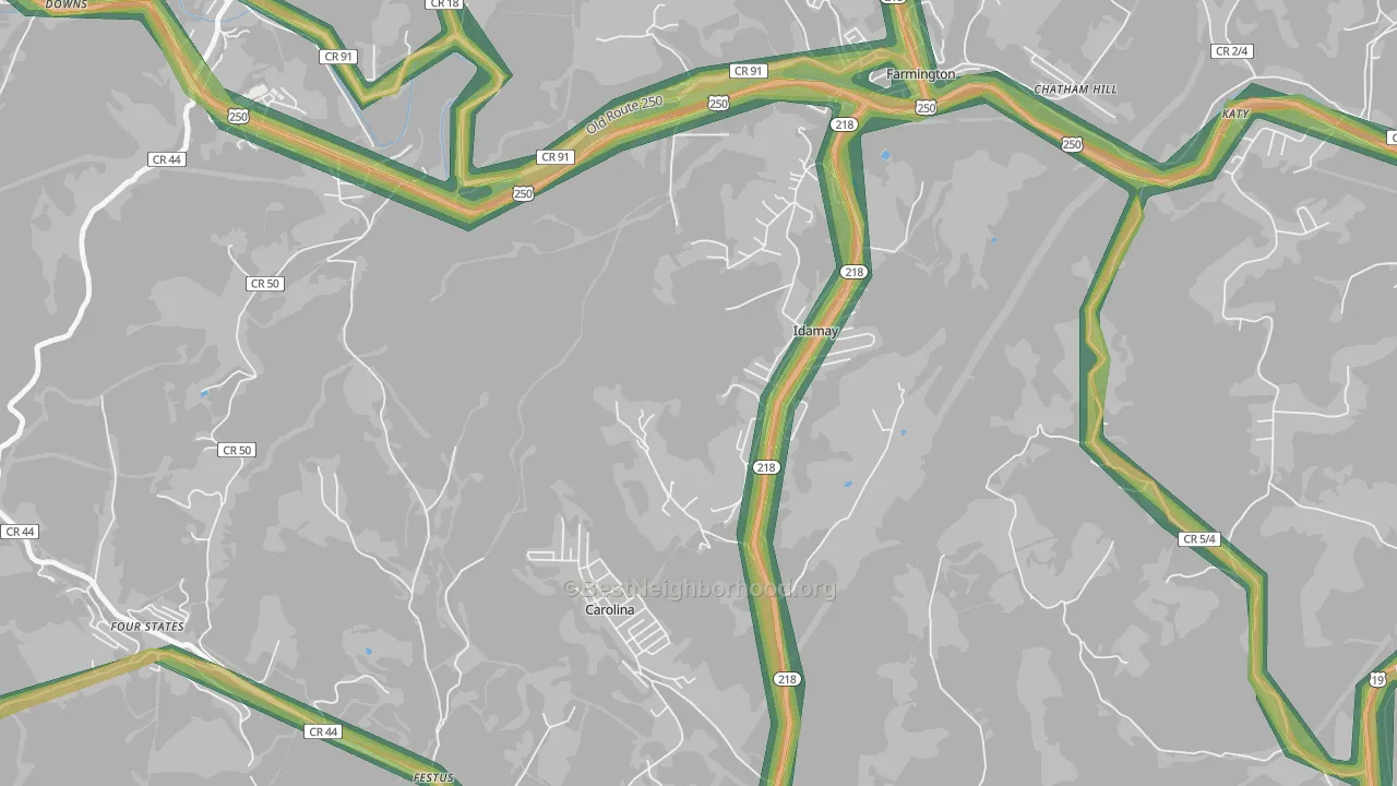 Idamay, WV Map of Noise Levels in Idamay
