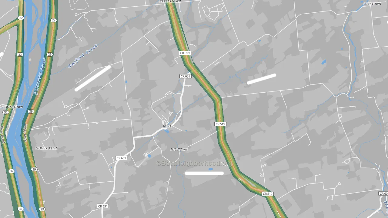 Idell, NJ Map of Noise Levels in Idell