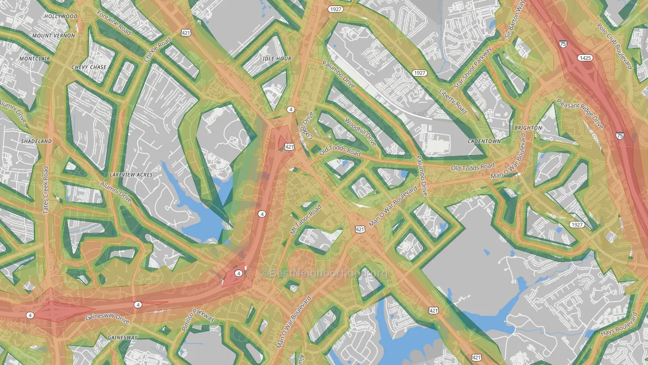 Idle Hour, Lexington, KY Map of Noise Levels in Idle Hour