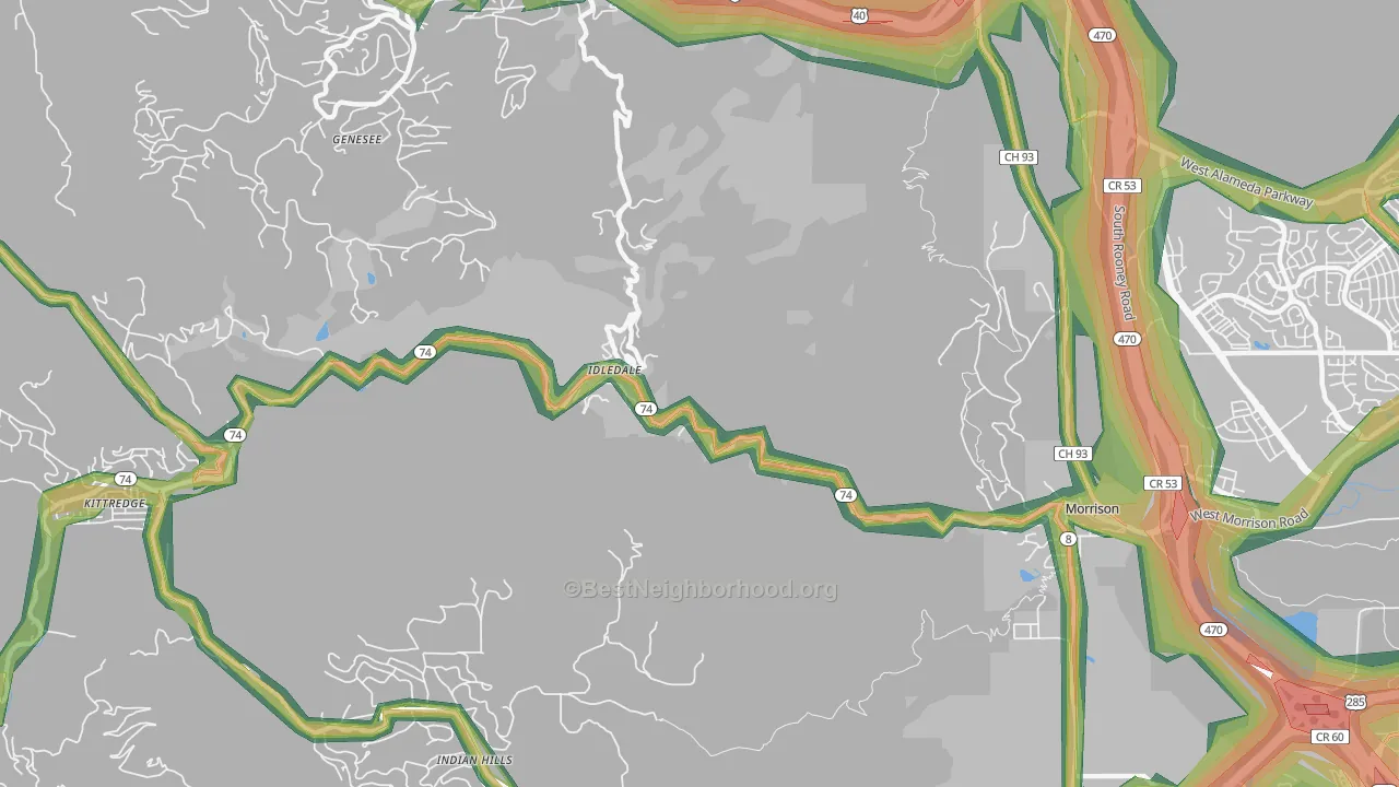 Idledale, CO Map of Noise Levels in Idledale