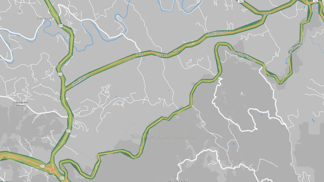 Idlewild, NC Map of Noise Levels in Idlewild